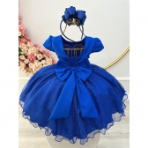 Vestido Infantil Azul Royal Jardim Encantado Festas Luxo