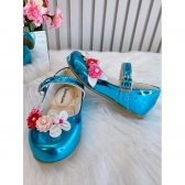 Sapatinho Turquesa Metalizado Jardim Encantado Luxo - Turquesa