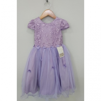 Vestido Infantil Jardim Encantado Com Renda Lilás Festas