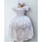 Vestido Infantil Branco C/ a Renda Realeza Daminhas