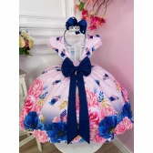 Vestido Infantil Rosa Bosque das Flores Festas Daminhas Luxo