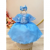 Vestido Infantil Frozen Princesas C/ Echarpe Infantil