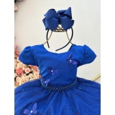 Vestido Infantil Azul Royal Jardim Encantado Festas Luxo