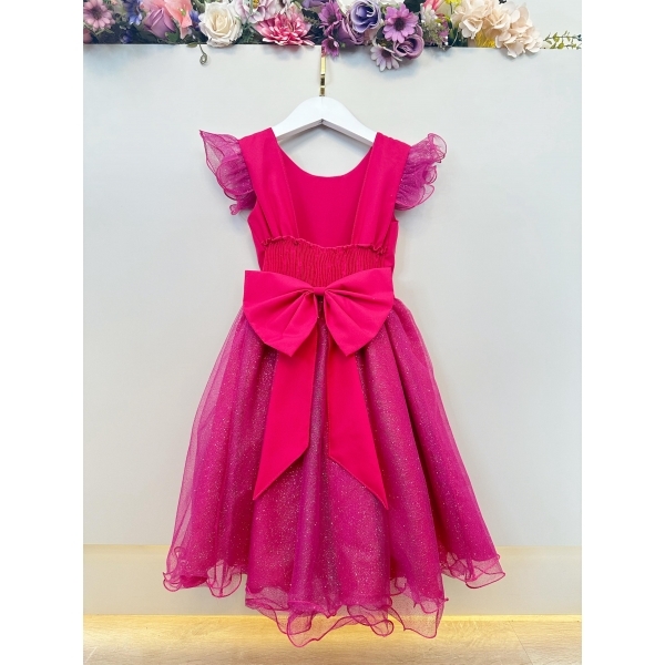 Vestido Infantil Pink Jardim das Borboletas Festas