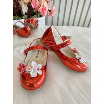 Sapatinho Vermelho Metalizado Jardim Encantado Luxo