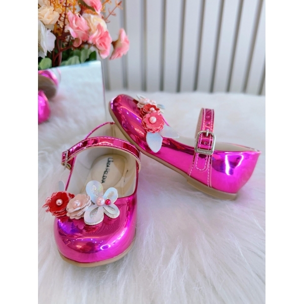Sapatinho Pink Metalizado Jardim Encantado Luxo - Pink