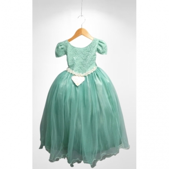 Vestido Infantil Verde Menta Tule Renda Longo Casamento