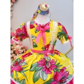 Fantasia Infantil Junino Amarelo Com Estampa Colorida Festa