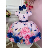 Vestido Infantil Rosa Bosque das Flores Festas Daminhas Luxo