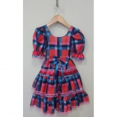 Vestido Infantil Junino Caipira Arraiá Vermelho Xadrez Colorido