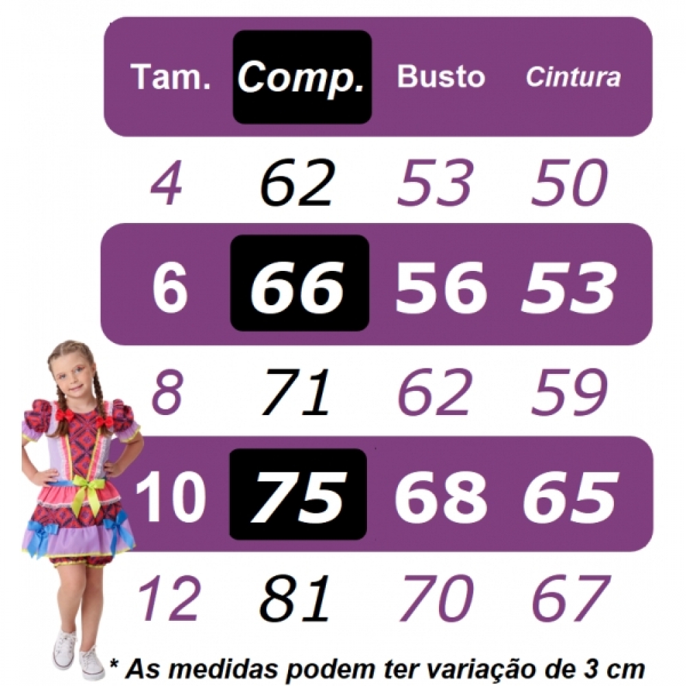 Vestido Infantil Junino Festas Azul Coração Colorido