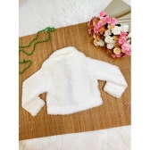 Casaco Infantil Off White Lã Teddy Forrado