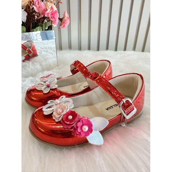 Sapatinho Vermelho Metalizado Jardim Encantado Luxo - Vermelho