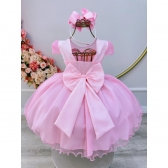 Vestido Infantil Rosa Claro Jardim Encantado Festas Luxo
