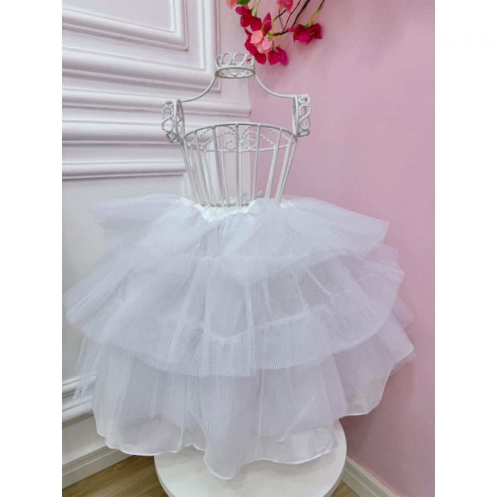 Saiote de Armação Infantil Anaguá Tule com Forro - Ysa Kids - Branco