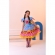 Vestido Infantil Junino Luxo Azul Girassol Colorido