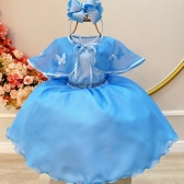Vestido Infantil Frozen Princesas C/ Echarpe Infantil