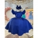Vestido Infantil Azul Royal Busto Nervura Com Pérolas Festas - Azul Royal