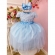 Vestido Infantil Azul Com Renda e Aplique de Flores Festas - Azul