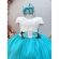 Vestido Infantil Off White Saia Verde Renda e Broche