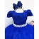 Vestido Infantil Realeza Azul Royal Renda Pérolas Festa Luxo