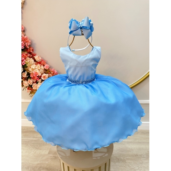 Vestido Infantil Frozen Princesas C/ Echarpe Infantil