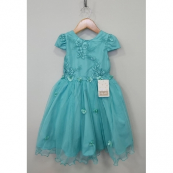 Vestido Infantil Verde Jardim Encantado Renda Metalizada