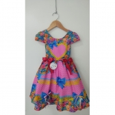 Vestido Infantil Junino Caipira Arraiá Rosa Chiclete Colorido