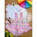 Conjunto Infantil Junino Camisa e Salopete Xadrez Rosa Estampado