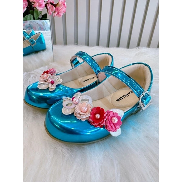 Sapatinho Turquesa Metalizado Jardim Encantado Luxo - Turquesa