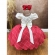 Vestido Infantil Marfim Busto Nervura e Saia Vermelha Festas
