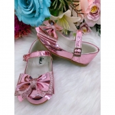 Sapatinho Rose Metalizado C/ Lacinho Glitter Super Luxo