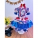 Fantasia Infantil Junino Azul e Vermelho Flores Coloridas