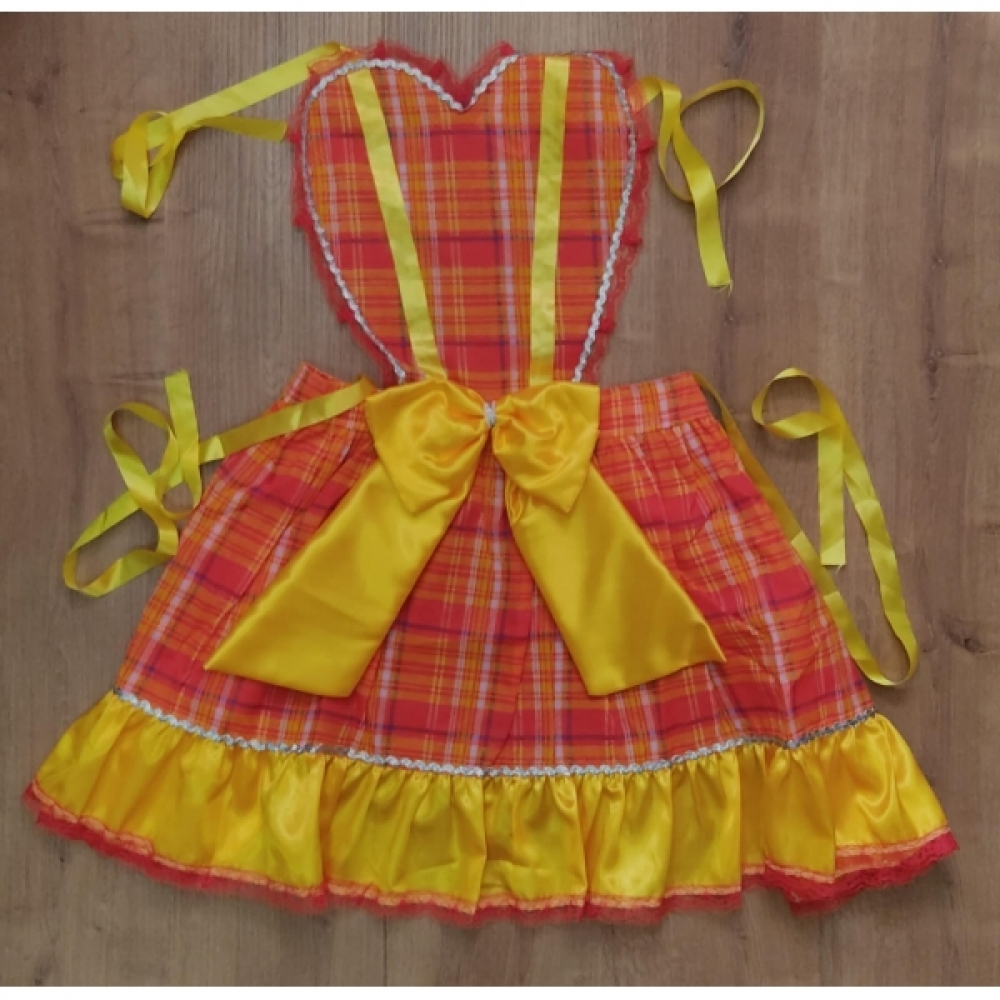 Avental Infantil Junino Caipira Arraiá Vermelho Amarelo Xadrez
