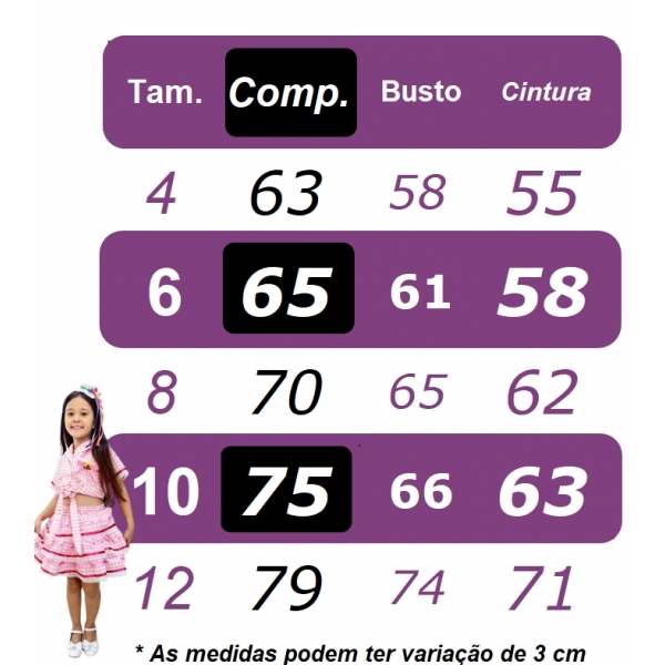 Fantasia Junino Arraiá Vermelho e Saia C/ Babados Coloridos