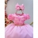 Vestido Infantil Rosa C/ Borboletas e Strass no Busto Luxo